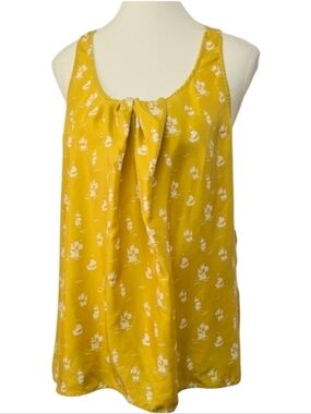 Club Monaco Silk Yellow Sleeveless Blouse Women’s L Luxury Workwear Summer Top